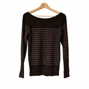 GAP Vintage Y2K Brown Striped Sweater Cotton Cashmere Boat Neck Fitted Women M
